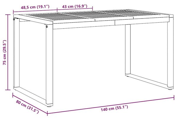 VidaXL Kert étkező szett 5 pcs Szürke Tömör Akácfa