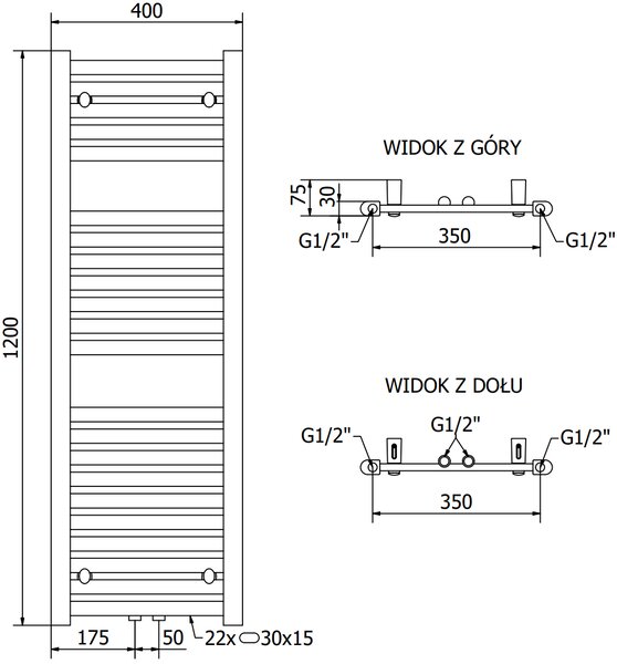 Mexen, Mexen Hades elektromos melegítő 1200 x 400 mm, 600 W, antracit - W104-1200-400-2600-66