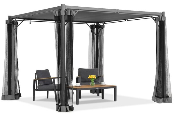 Antracit Malaga 3x3m-es terasz pergola szúnyoghálóval Garden Point