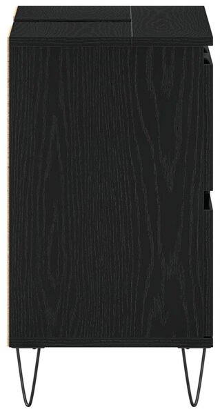 Fürdőszoba Mosdókagyló Szekrény Fekete Tölgy 80x33x60 cm Műanyag