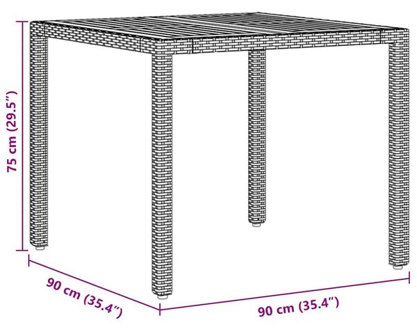 VidaXL Kert étkező szett 3 pcs Szürke Poli rattan