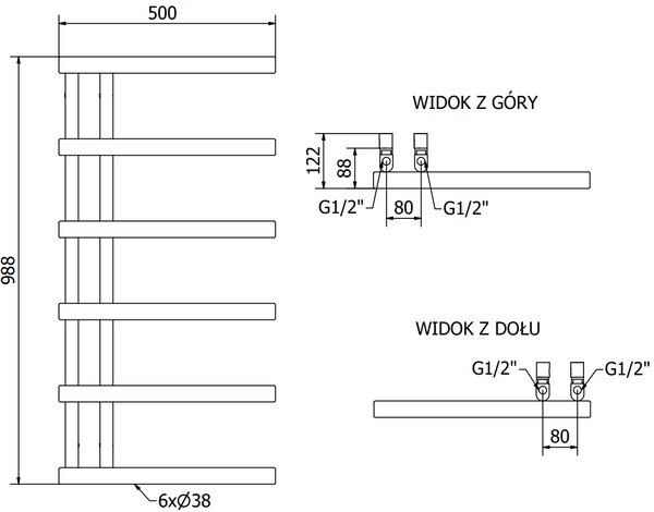 Mexen, Mexen Jukon elektromos melegítő 988 x 500 mm, 600 W, czarny - W116-0988-500-2600-70