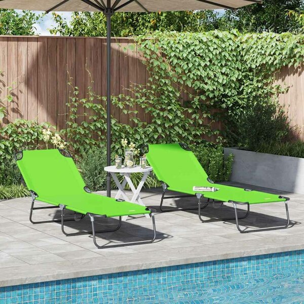 VidaXL Összecsukható nyugágy 2 pcs Zöld 56 x 189 x 87cm szövet