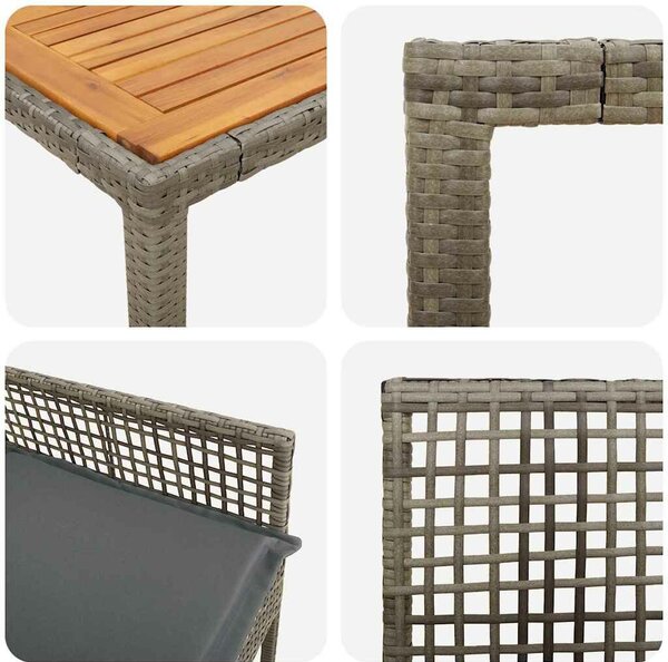 VidaXL Kert étkező szett 3 pcs Szürke Poli rattan