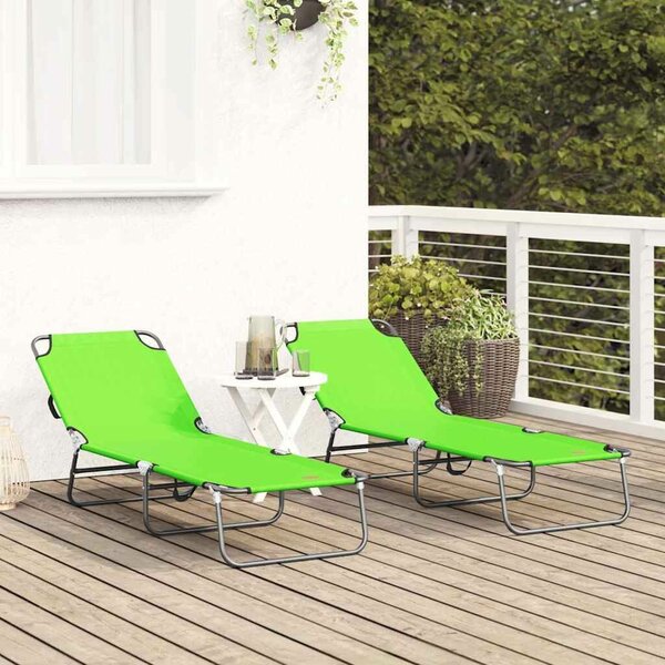 VidaXL Összecsukható nyugágy 2 pcs Zöld 56 x 189 x 87cm szövet