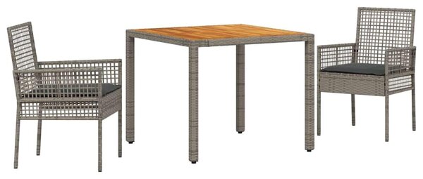 VidaXL Kert étkező szett 3 pcs Szürke Poli rattan