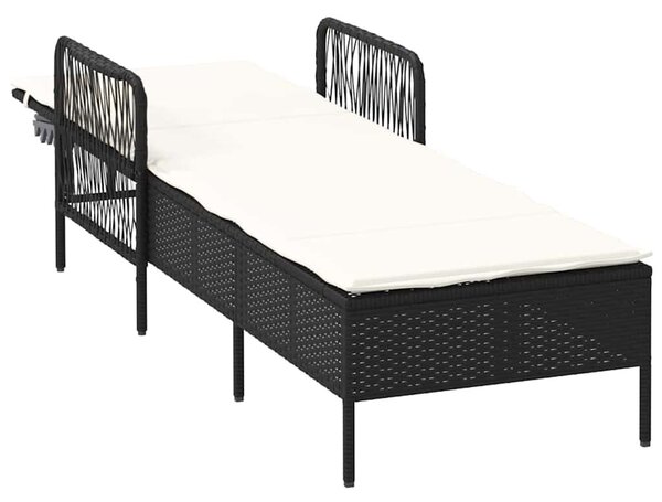 VidaXL Napozóágy párnával 1-személy Fekete 157 x 55 x 92cm polirattan