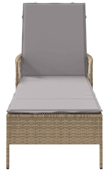 VidaXL Napozóágy párnával 1-személy Bézs 157 x 55 x 92cm polirattan