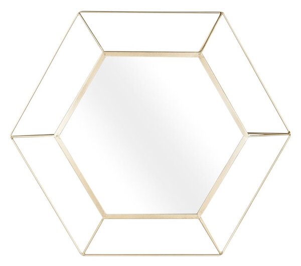 Fali tükör, hatszög formájú, 60 cm, arany - DIAMANT