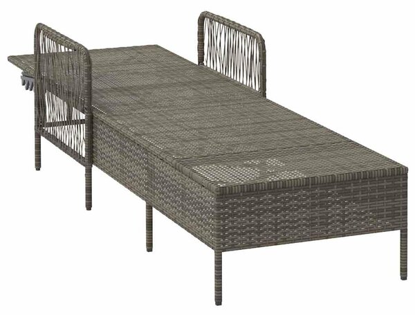 VidaXL Napozóágy párnával 1-személy Szürke 157 x 55 x 92cm polirattan