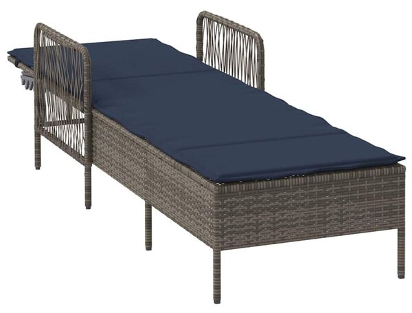 VidaXL Napozóágy párnával 1-személy Szürke 157 x 55 x 92cm polirattan