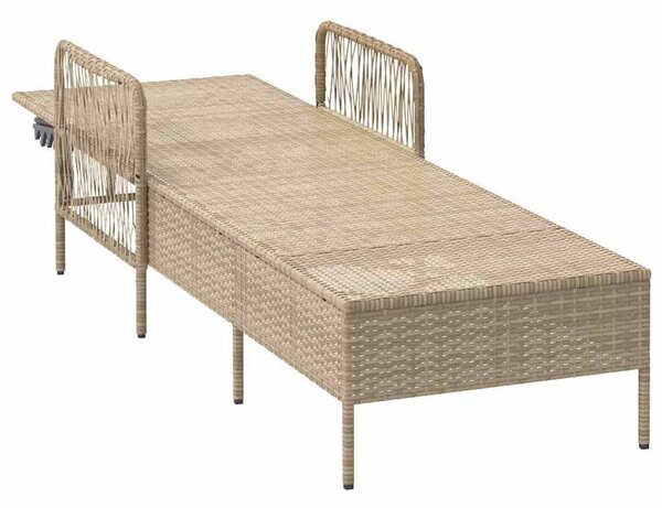 VidaXL Napozóágy párnával 1-személy Bézs 157 x 55 x 92cm polirattan