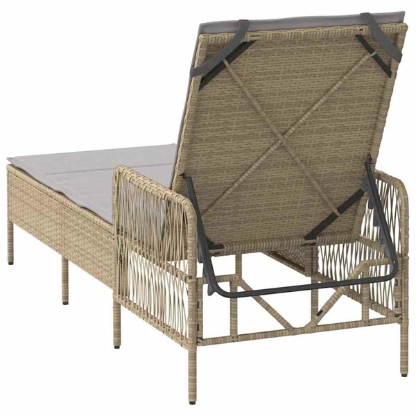VidaXL Napozóágy párnával 1-személy Bézs 157 x 55 x 92cm polirattan