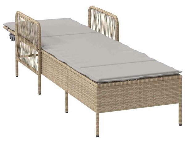 VidaXL Napozóágy párnával 1-személy Bézs 157 x 55 x 92cm polirattan
