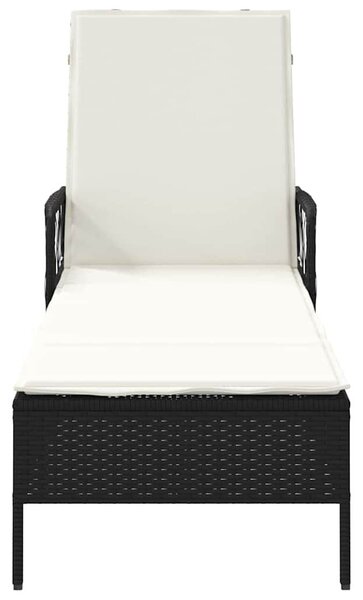 VidaXL Napozóágy párnával 1-személy Fekete 157 x 55 x 92cm polirattan