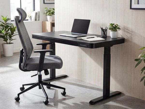 Elektromosan állítható asztal KENLY Fekete 120 cm 60 cm USB porttal