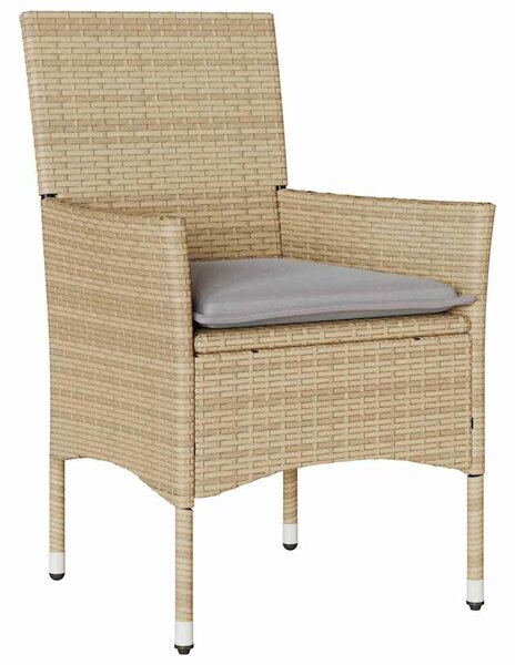 VidaXL Kert étkező szett párnával 3 pcs Bézs Poli rattan