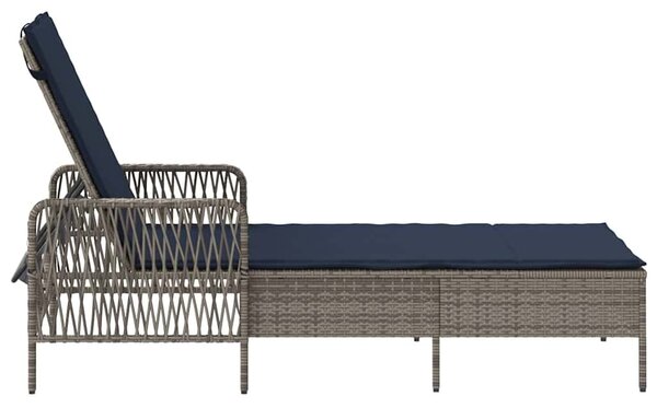 VidaXL Napozóágy párnával 1-személy Szürke 157 x 55 x 92cm polirattan