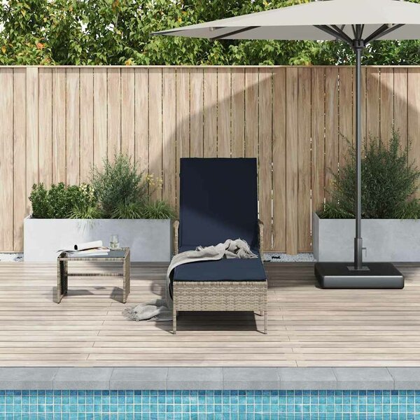 VidaXL Napozóágy párnával 1-személy Szürke 157 x 55 x 92cm polirattan