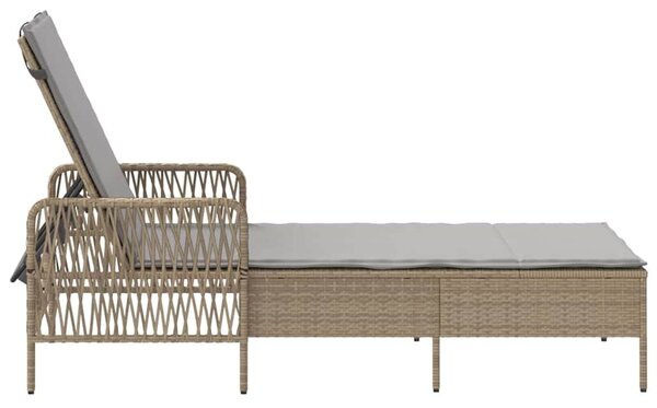 VidaXL Napozóágy párnával 1-személy Bézs 157 x 55 x 92cm polirattan