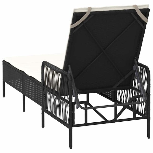 VidaXL Napozóágy párnával 1-személy Fekete 157 x 55 x 92cm polirattan