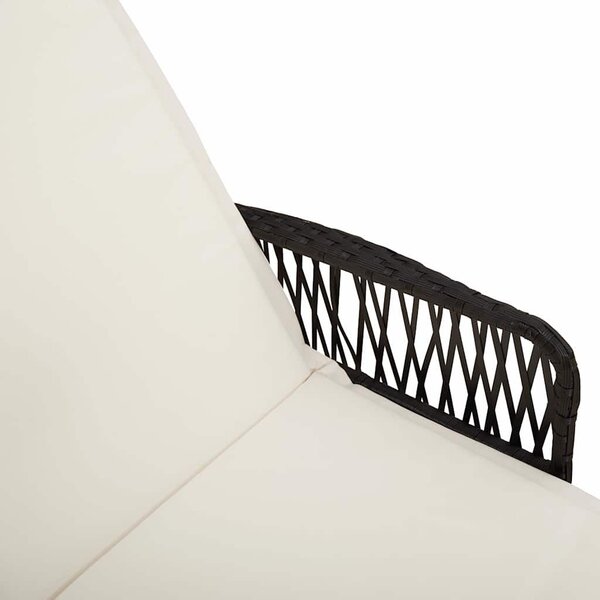 VidaXL Napozóágy párnával 1-személy Fekete 157 x 55 x 92cm polirattan