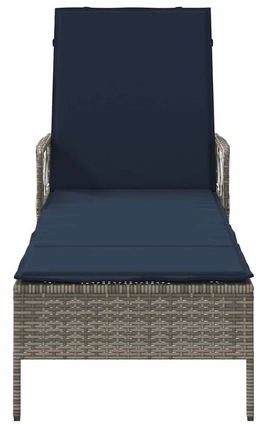 VidaXL Napozóágy párnával 1-személy Szürke 157 x 55 x 92cm polirattan