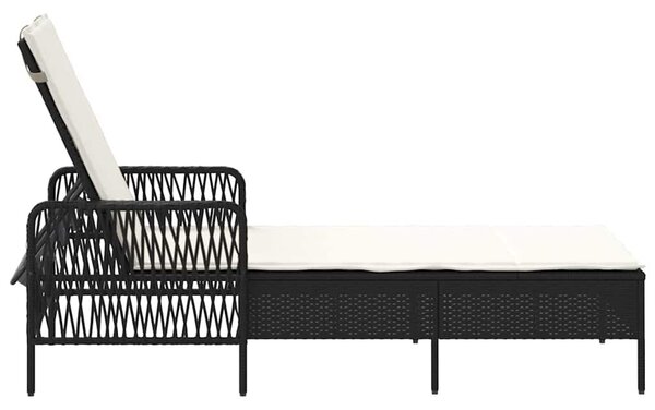 VidaXL Napozóágy párnával 1-személy Fekete 157 x 55 x 92cm polirattan