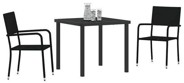 VidaXL Kert étkező szett 3 pcs Fekete Poli rattan
