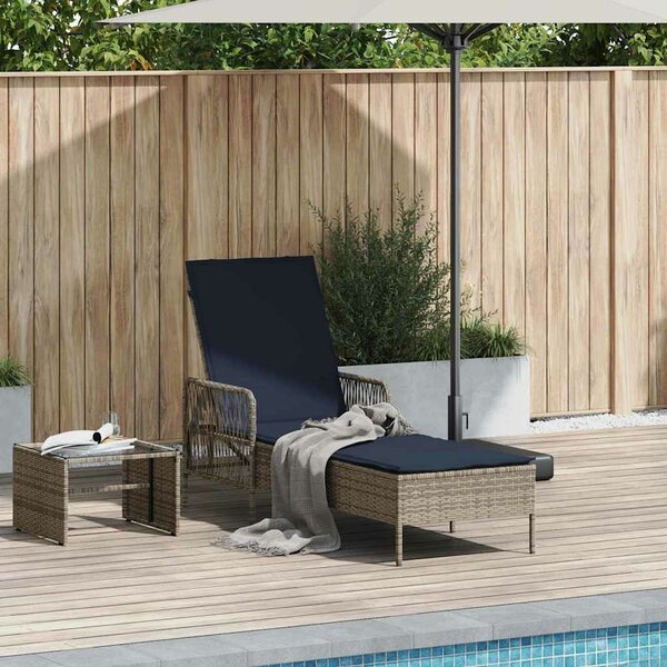 VidaXL Napozóágy párnával 1-személy Szürke 157 x 55 x 92cm polirattan