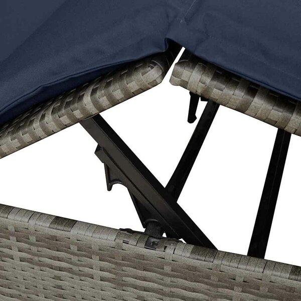 VidaXL Dupla napozóágy Állítható Fekete 205 x 129 x 200 cm polirattan