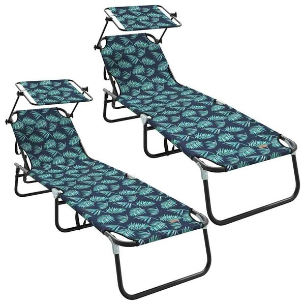 VidaXL Összecsukható nyugágy 2 pcs Zöld 56 x 190 x 81cm szövet