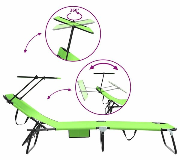 VidaXL Összecsukható nyugágy 2 pcs Zöld 56 x 190 x 81cm szövet