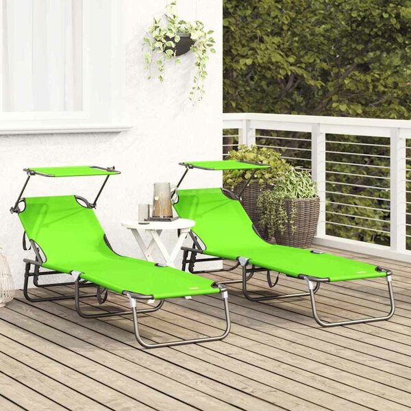 VidaXL Összecsukható nyugágy 2 pcs Zöld 56 x 190 x 81cm szövet