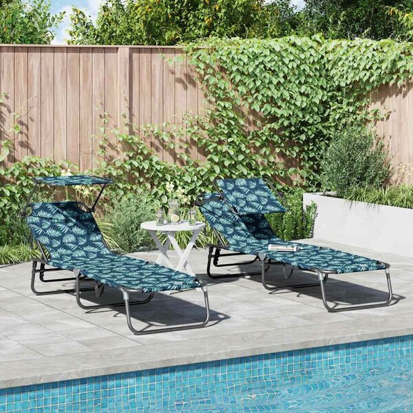 VidaXL Összecsukható nyugágy 2 pcs Zöld 56 x 190 x 81cm szövet