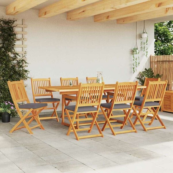 VidaXL Összecsukható szék 8 pcs Szürke 49 x 57.5 x 92cm Tömör akácfa