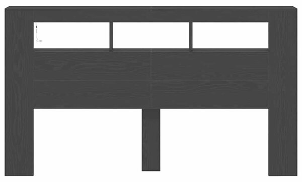 Tároló Fejtámla LED Fényekkel Fekete Tölgy 180x18,5x103,5 cm