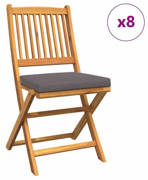 VidaXL Összecsukható szék 8 pcs Szürke 49 x 57.5 x 92cm Tömör akácfa