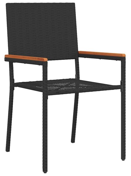 VidaXL Kert étkező szett 9 pcs Fekete 190 x 80 x 75 cm polirattan