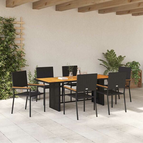 VidaXL Kert étkező szett 7 pcs Fekete, barna 190 x 80 x 75 cm