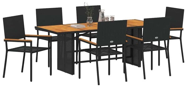 VidaXL Kert étkező szett 7 pcs Fekete, barna 190 x 80 x 75 cm