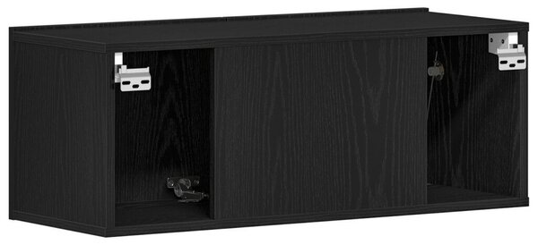 TV faliszekrények (2 db) - Fekete tölgy, 80x30x30 cm, MDF-ből készült