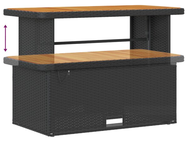 10 Darabos Kertiszófa Szett Párnákkal Fekete Poli Rattan Akáciával, 4 Darabos Kerti Étkező Szett Párnákkal Fekete Poli Rattan Akáciával