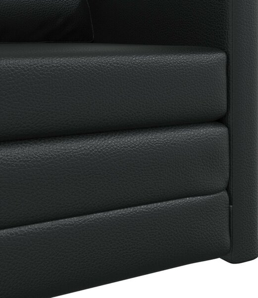 Floor Sofa Bed 2-in-1 Fekete 74x77x81 cm Műbőr