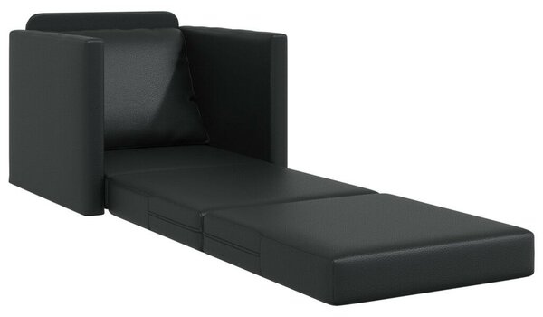 Floor Sofa Bed 2-in-1 Fekete 74x77x81 cm Műbőr