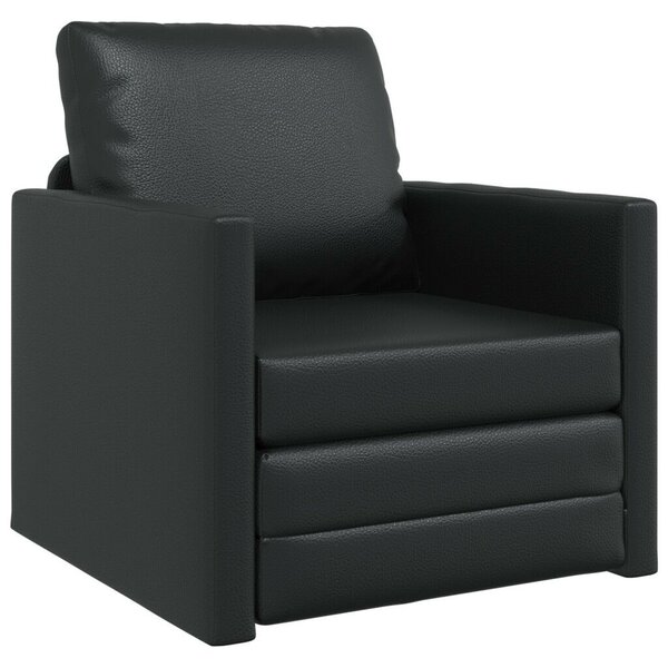 Floor Sofa Bed 2-in-1 Fekete 74x77x81 cm Műbőr