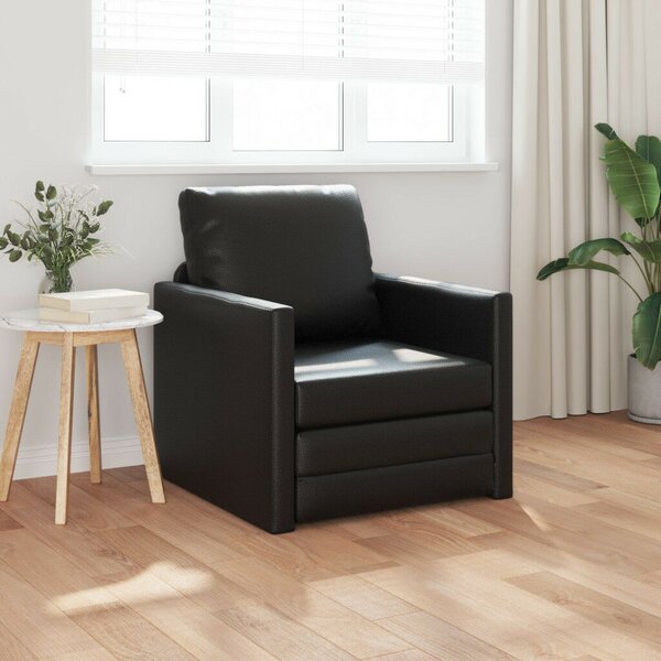 Floor Sofa Bed 2-in-1 Fekete 74x77x81 cm Műbőr
