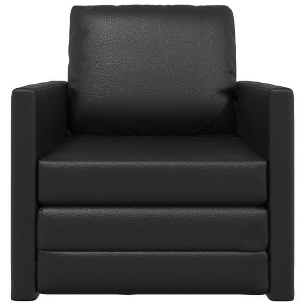 Floor Sofa Bed 2-in-1 Fekete 74x77x81 cm Műbőr