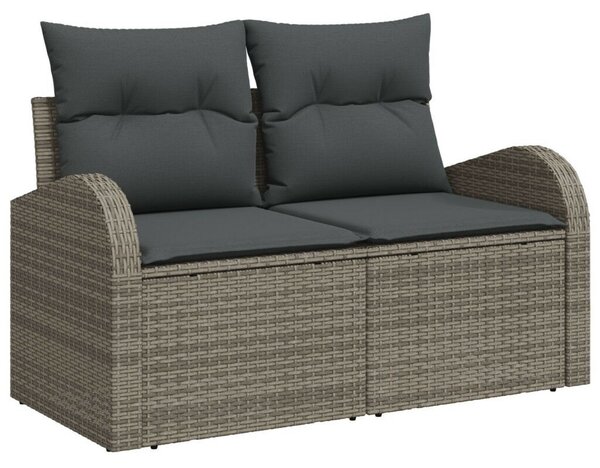 9 Darabos Kerti Sofaszett Párnával Fekete Poli Rattan