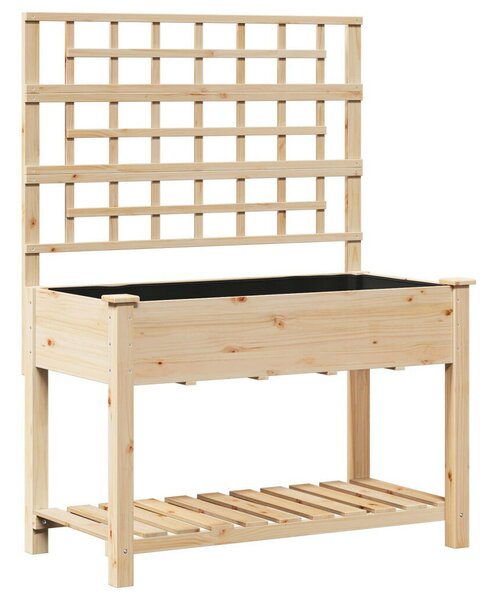 Kerti Virágláda Trellis-szel és Polccal 115x59x152 cm Tömör Fenyő